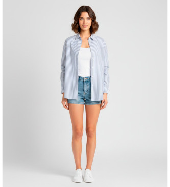 Guess para mujer. W5YH47WHD10 Camisa Lauriane azul (S), Tela, Casual, Manga larga