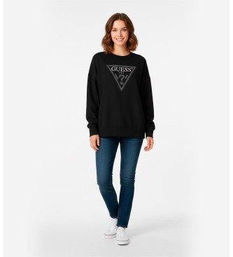 Guess para mujer. W5BQ11KC8I1 Sudadera Triangle Glitter negro (XS), Casual, Poliéster