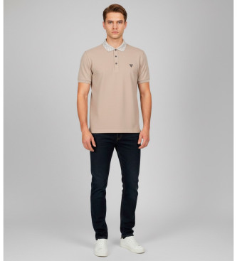 Guess para hombre. M5YP60K7O64 Polo con logotipo en el cuello blanco (S), Casual, Algodón, Manga corta