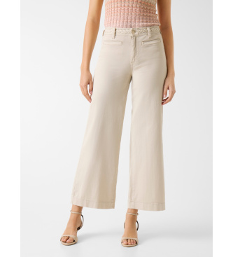 Guess para mujer. W6GB15W1886 Pantalón chino de pierna ancha beige (26), Casual, Algodón