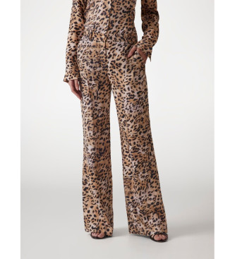 Guess para mujer. W5GB16WH5N2 Pantalón corte palazzo animalprint (S), Casual, Animal print, Lyocell