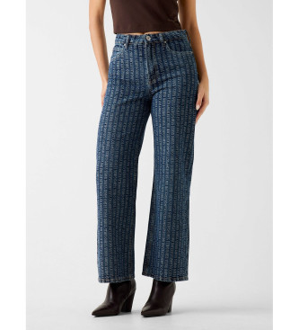 Guess para mujer. W6RA1AD6851 Pantalón Wide Leg azul (28), Casual, Algodón