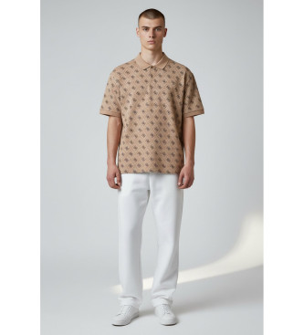 Guess para hombre. M6GP04K3073 Polo 4G Jacqaurd marrón (XXL), Casual, Algodón, Manga corta