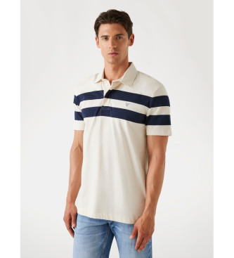 Guess para hombre. M5YP25K0241 Polo a rayas blanco roto (S), Beige, Casual, Poliéster, Manga corta