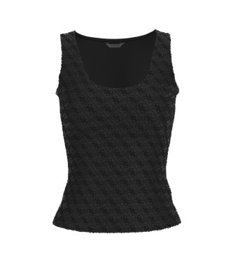 Guess para mujer. W6GP10K2932 Camiseta Logo negro (XS), Casual, Algodón, Sin mangas / Tirantes