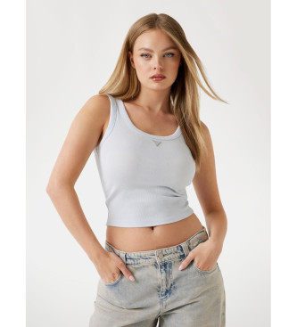 Guess para mujer. W5YP54KA0H1 Top sin mangas de punto acanalado blanco (XS), Casual, Canalé, Sin mangas / Tirantes