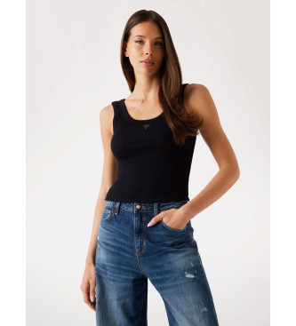 Guess para mujer. W5YP54KA0H1 Top sin mangas de punto acanalado negro (M), Casual, Sintético, Sin mangas / Tirantes