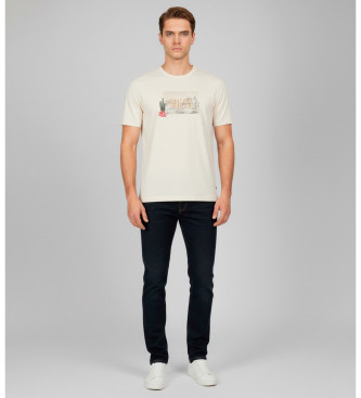 Guess para hombre. M5YI45KBW41 Camiseta con aplicación grande en la espalda beige (XL), Casual, Algodón, Manga corta