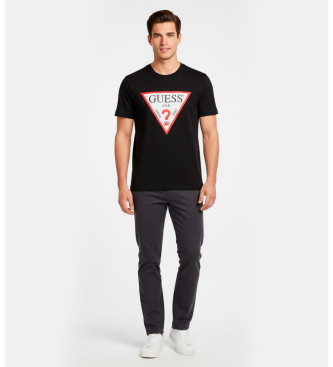 Guess para hombre. M2GI68KBA60 Camiseta Basic Logo triangulo negro (M), Casual, Poliéster, Manga corta