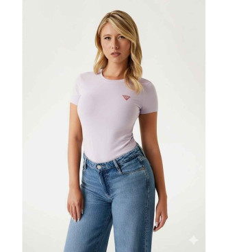 Guess para mujer. W2YI44J1314 Camiseta elástica con logotipo triángulo pequeño lila (XS), Algodón, Manga corta