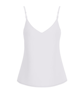 Guess para mujer. W6GH30W1845 Top Caroline Logo Tank blanco (XS), Poliéster, Sin mangas / Tirantes