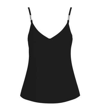 Guess para mujer. W6GH30W1845 Top Caroline Logo Tank negro (XS), Poliéster, Sin mangas / Tirantes