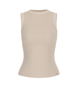 Guess para mujer. W6GP14K2940 Top Francine Smock Hotfix beige (M), Poliéster, Sin mangas / Tirantes