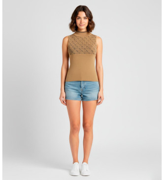 Guess Para Mujer. W3YR26Z37K0 Top Punto Logotipo 4G (S), MarróN, Casual, Viscosa, Sin Mangas / Tirantes-image