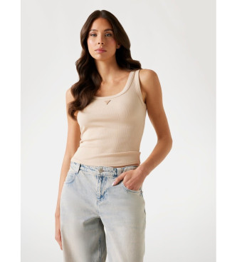 Guess para mujer. W5YP54KA0H1 Top sin mangas de punto acanalado beige (XS), Casual, Canalé, Sin mangas / Tirantes