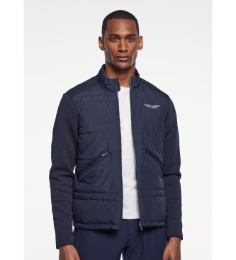 Hackett Londonvoor mannen. HM581156 Moto Quilt Jacket marine (S), Casual, Polyester, Lange mouwen, Marineblauw