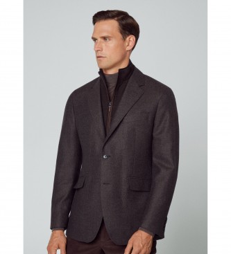 Hackett London para hombre. HM443290 Americana Flan Bdseye marrón (42/32), Casual, Lana, Manga larga