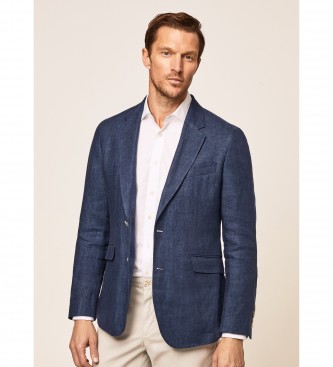 Hackett London para hombre. HM443173 Americana Lino Delavé marino (38/30), Casual, Clásico, Manga larga