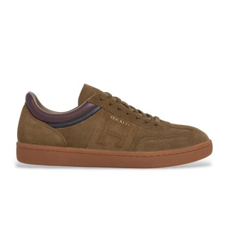 Hackett London para hombre. HMS200046 Zapatillas de Piel Beck Ivy marrón (40), Plano, Cordones, Casual
