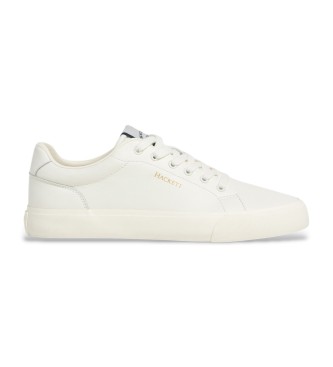 Hackett London para hombre. HMS200037 Zapatillas de Piel Blake Once blanco (41), Plano, Cordones, Casual