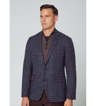 Hackett London para hombre. HM443258 Americana Mini Check marino (42/32), Casual, Fiesta, Clásico, Poliéster, Manga larga