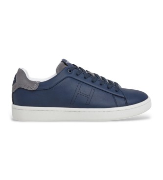 Hackett London para hombre. HMS21457 Zapatillas de piel Bond Minimal marino (43), Plano, Cordones, Casual