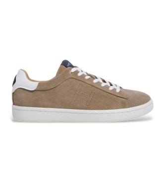 Hackett London para hombre. HMS21370 Zapatillas de piel Bond soft beige (40), Plano, Cordones, Casual