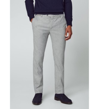 Hackett London para hombre. HM212485 Pantalón Twill gris (34/34), Casual, Lana