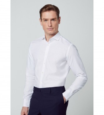 Hackett London para hombre. HM309658 Camisa Espiga blanco (XL), Casual, Algodón, Manga larga