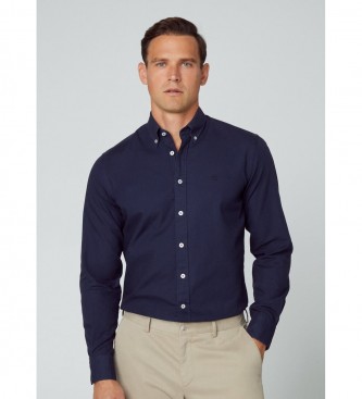 Hackett London para hombre. HM309621 Camisa Garment Dyed marino (M), Casual, Fiesta, Algodón, Clásico, Manga larga