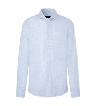 Hackett London para hombre. HM309622 Camisa Grid azul (XL), Casual, Algodón, Clásico, Manga larga