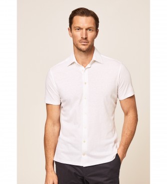 Hackett Londonvoor mannen. HM309433 Korte mouwen Slim Fit overhemd wit (S), Casual, Vlas