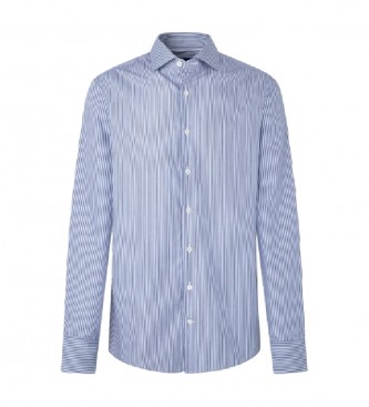 Hackett London para hombre. HM309656 Camisa Poplin azul (M), Casual, Algodón, Clásico, Manga larga