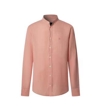 Hackett London para hombre. HM3010632 Camisa Porter rosa (L), Casual, Lino, Manga larga