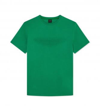 Camiseta AM Emboss verde (XS), Casual, Algodón, Manga corta, Hackett London outlet 2024.