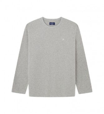 Hackett London para hombre. HMU20011 Camiseta Classic gris (XXL), Homewear, Algodón, Manga larga