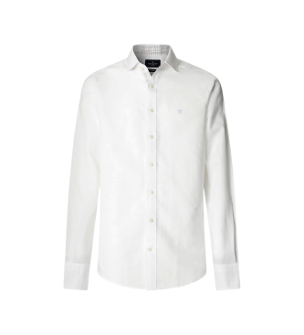 Hackett London para hombre. HM3010660 Camisa Lino blanco (XL), Casual, Clásico, Manga larga