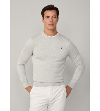 Hackett London para hombre. HM703312 Jersey en tejido de algodón y seda gris (S), Casual