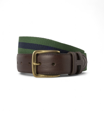 Hackett London para hombre. HM4100018 Cinturón Stripe verde (M), Casual, Acrílico