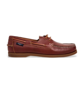 Hackett London para hombre. HMS200081 Mocasines de Piel Deck One marrón (40), Plano, Cordones, Casual, Fiesta, Clásico