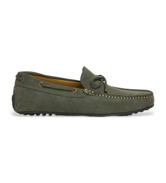 Hackett London para hombre. HMS21484 Mocasines de Piel Driver Lace verde (44), Plano, Ante, Ninguno, Casual, Clásico