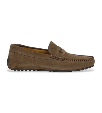Hackett London para hombre. HMS21485 Mocasines de piel Driver Loafer marrón (43), Plano, Ante, Ninguno, Casual