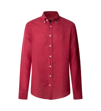 Hackett Londonvoor mannen. HM3010264 Getailleerd overhemd rood (XXL), Casual, Vlas, Lange mouwen