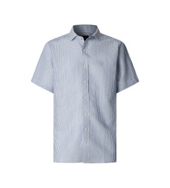 Hackett London para hombre. HM3010643 Camisa Essential Bengal azul (XXL), Casual, Lino, Manga corta