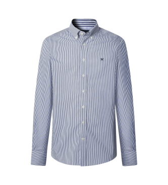 Hackett Londonvoor mannen. HM3010261 Getailleerd overhemd blauw (S), Casual, Katoen, Lange mouwen