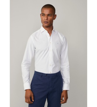 Hackett London para hombre. HM3010254 Camisa fit slim texture blanco (XL), Casual, Algodón, Manga larga