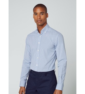 Hackett London para hombre. HM309602 Camisa Essential Gingham azul (XXL), Casual, Fiesta, Algodón, Clásico, Manga larga