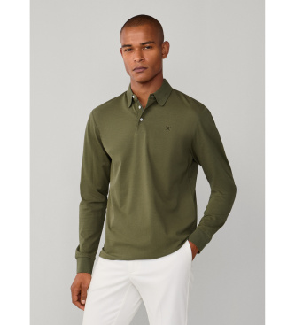 Hackett London para hombre. HM5500019 Polo Fashioned verde (L), Casual, Algodón, Manga larga