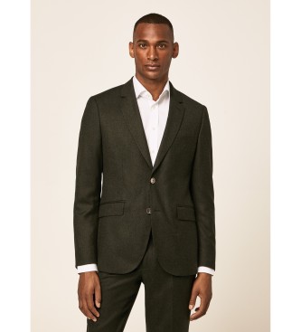 Hackett London para hombre. HM422991 Taje Flannel verde oscuro (42/32), Fiesta, Lana, Clásico, Manga larga