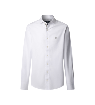 Hackett London para hombre. HM3010510 Flannel Tape (XL), Blanco, Casual, Fiesta, Algodón, Clásico, Manga larga